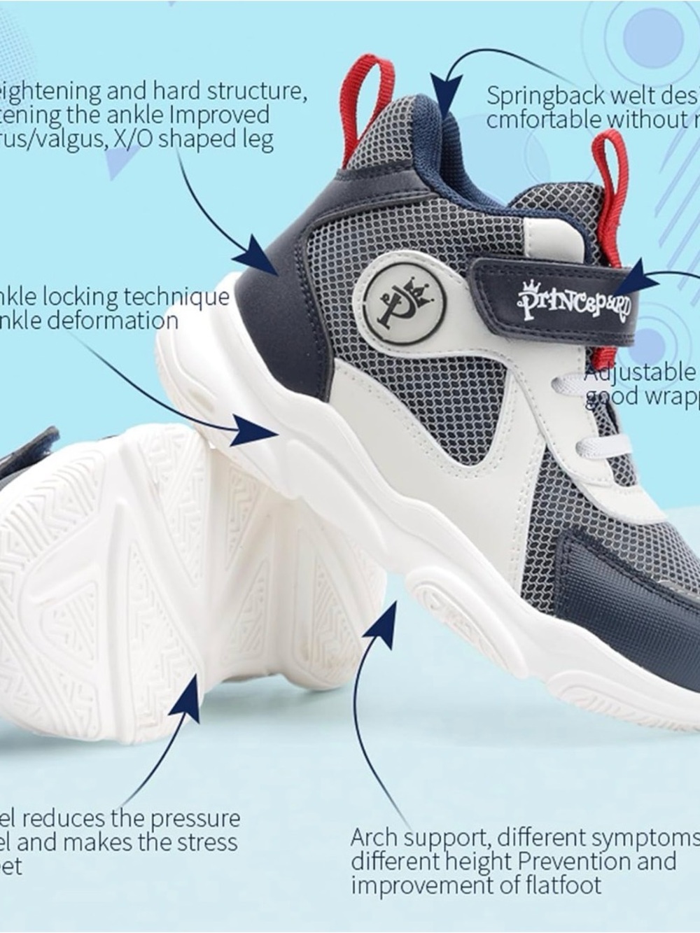 ๐งธ ๐ Princepard Orthopedic Baby Kids' Athletic High Top Sneakers โค๏ธ ๐ - Picture 4 of 8